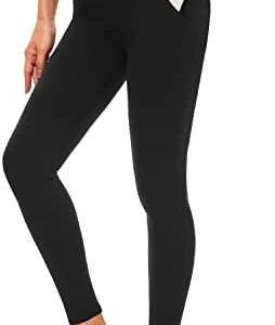 MOREFEEL Leggings with Pockets for Women, High Waisted Tummy Control Workout Black Hip Lift Yoga Pants Activewear