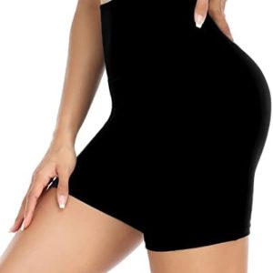MOREFEEL High Waisted Biker Shorts for Women - 5'' Tummy Control Butt Lifting Gym Workout Athletic Shorts Black Yoga Pants