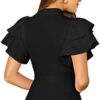 SOLY HUX Women's Mock Neck Ruffle Butterfly Sleeve Skinny Bodysuit - Image 3