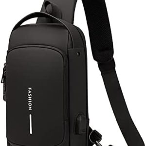 USB Charging Sport Sling Anti-Theft Shoulder Bag, Waterproof Anti Theft Sling Bag, Crossbody Bags Chest Daypack