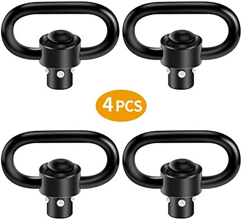 FANGOSS 4 Pcs QD Sling Swivels with 1.33 Inch Push Button Quick-Disconnect D-Loop for Two Point and Traditional Sling Swivel Mount - Black - Image 2