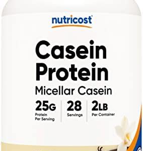 Nutricost Casein Protein Powder 2lb Vanilla - Micellar Casein, Gluten Free, Non-GMO