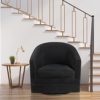 MEDIMALL Upholstered Swivel Barrel Chair, Round Velvet Accent Chair with Ergonomic Wing Back & Armrests, Leisure Sofa Chair with Metal Chaise for Home, Club, Office, Black - Image 8