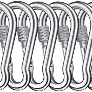SpotDoo Locking Carabiner Clips, 304 Stainless Steel Heavy Duty Locking Carabiner Spring Snap Hook