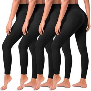 4 Pack Leggings for Women Butt Lift High Waisted Tummy Control No See-Thru Yoga Pants Workout Capri Pocket Legging