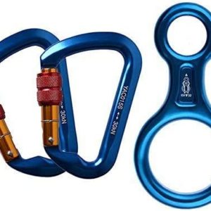 ayamaya 30KN Screwgate Locking Climbing Carabiners & Figure 8 Descender,Outdoor D-Ring Hook Rappel Device for Rappelling Belaying Rock Climbing
