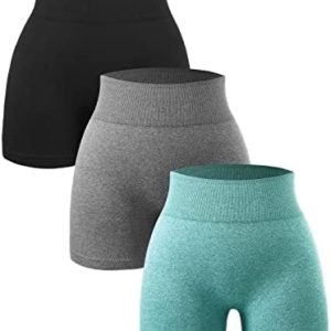 SPICE UNION Workout Shorts Womens for Running Yoga Biker Gym High Waist Spandex Ribbed Seamless Athletic Leggings