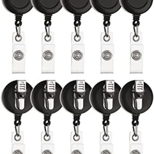 10 Pack Retractable ID Name Badge Holder Reels with Swivel Alligator Clip and Vinyl Card Strap for Nurse Office Worker