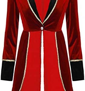 Moily Women's Velvet Victorian Steampunk Tailcoat Ringmaster Circus Show Blazer Jacket Party Wear