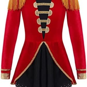 FEESHOW Kids Girls Circus Ringmaster Deluxe Tailcoat Showmen Costume Outfit Tassel Tailcoat for Halloween Cosplay