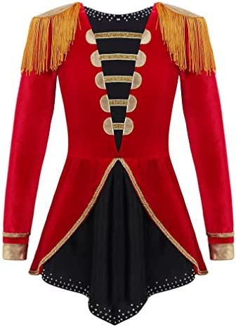 FEESHOW Kids Girls Circus Ringmaster Deluxe Tailcoat Showmen Costume Outfit Tassel Tailcoat for Halloween Cosplay