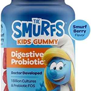 The Smurfs Probiotics for Kids Gummy Vitamin for Digestive Support and Healthy Gut | Prebiotic Probiotic Gummy | 1B CFU Probiotics & Prebiotic | Made with Real Fruit | Doctor Developed | 40 Gummies