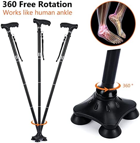 KAKICLAY Folding Walking Cane with LED Light for Men & Women, Foldable Lightweight Heavy Duty Aluminum Walking Stick for Seniors & Adults - Image 4