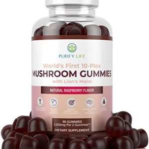 World's First Mushroom Complex Gummies - 10x Mushroom Supplement w Lions Mane (90 Chews 2500mg/serving) Nootropic Brain Supplement, Immune Support, Mood & Stress Relief - Replace Pills & Capsules