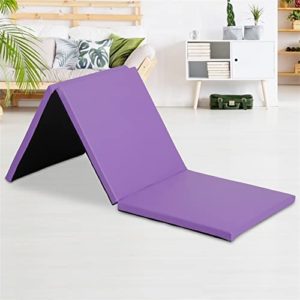 6'x2'x2" Gymnastics Mat Tumbling Mats 3-Folding Thick Exercise Mat with Carrying Handles, Lightweight Pu Leather Anti-Tear Yoga Panel Mat Exercise Pad for Stretching Aerobics Home Exercise(Purple)