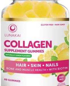 Collagen Gummies for Women and Men with Biotin Zinc Vitamin C and E - Anti Aging, Hair Growth, Skin Care & Strong Nails Protein Collagen Supplements - Non-GMO, Gluten Free - 60 Collagen Gummy Vitamins