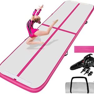 COVERCO Air Gymnastics Training Mats - 10FT/13FT/16FT Inflatable Gymnastics Mats Tumble Track with Electric Pump & Storage Bag for Gymnastics Training/Home&Outdoor Use/Cheerleading/Yoga/Water
