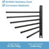 Black Bathroom Towel Rack JSVER Bathroom Towel Rack 6 Arms,Space Saving Towel Holder,Stainless Steel Towel Bar,Towel Racks for Bathroom Wall Mounted - Image 5