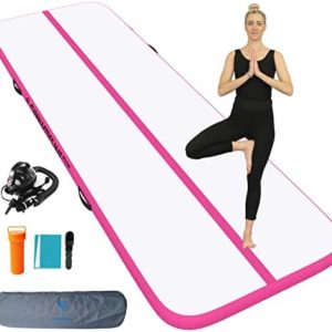 KP Inflatable Air Gymnastics Mat Training Mats 4 inches Thickness Gymnastics Tracks for Home Use/Training/Cheerleading/Yoga/Water with Pump