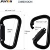 Fusion Climb Auto Lock Modified D Shape Aluminum Carabiner, UIAA Certified, Heavy Duty for Camping, Hiking, Outdoor and Gym (FP-8106-2-BLK) - Image 2
