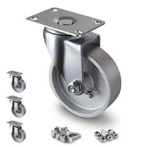 HANDSAMMU 4 inch Indutstrial Casters- Semi Steel Cast Iron Swivel Casters, Heavy Duty Casters with 1600 lb Capacity, Metal Casters for Cart Workbench Furniture(4 Swivel)