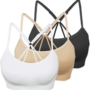 AKAMC Strappy Sports Bra for Women, Sexy Crisscross Back Medium Support Yoga Bra with Removable Cups