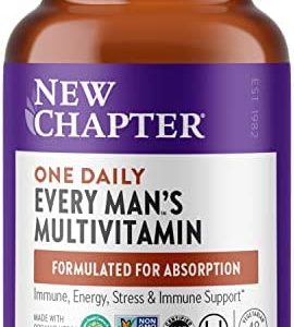 New Chapter Men's Multivitamin for Immune, Stress, Heart + Energy Support with 20 Fermented Nutrients -- Every Man's One Daily, Gentle on The Stomach - 48 ct