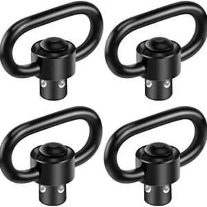 FANGOSS 4 Pcs QD Sling Swivels with 1.33 Inch Push Button Quick-Disconnect D-Loop for Two Point and Traditional Sling Swivel Mount - Black