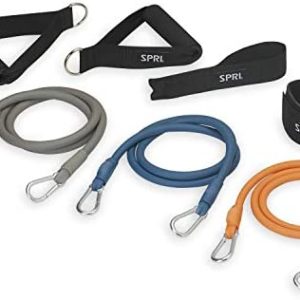 SPRI Total Body Resistance Band Exercise Kit, Grey, Blue, Orange