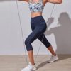 Women's Fashion Solid Color Stitching Sports Fitness Running Yoga Leggings Q02 - Image 3