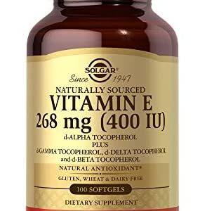 Solgar Vitamin E 268 MG (400 IU) Mixed (d-Alpha Tocopherol & Mixed Tocopherols - Supports Immune System & Skin Nutrition - Natural Antioxidant - Gluten & Dairy Free - 100 Count (Pack of 1)