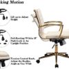 CIMOTA Leather Office Chair Comfortable Mid-Back Gold Office Desk Chair with Wheels and Arms Gold Frame Modern Ergonomic Conference Task Chair Swivel Chair for Teens Adults, PU Beige - Image 6