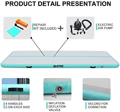 IBATMS Air Tumbling Mat, 10ft/13ft/16ft/20ft Inflatable Gymnastics Air Mat for Gymnastics Training/Home Use/Cheerleading/Yoga/Water - Image 3