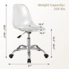 Giantex Clear Desk Chair, Acrylic Armless Office Rolling Chair, Height Adjustable Leisure Ghost Chair w/Chromed Base, Modern Cute Vanity Chair, Swivel Computer Chair for Home Office (1) - Image 3