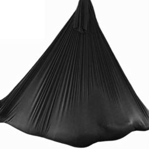 AGGJ Yoga Flying Hammock Swing Aerial-Yoga Hammock Silk Fabric with Carabiner and Daisy Chain for Yoga Anti-Gravity Pilates (Color : Black, Size : 100x280cm)