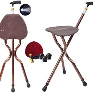 Folding Cane with Seat Adjustable Height Walking Cane and Chair Combo Heavy Duty Chair Cane Walking Stick 350 lbs Capacity