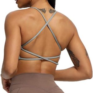 Aoxjox Women's Workout Sports Bras Fitness Backless Padded Ivy Low Impact Bra Yoga Crop Tank Top