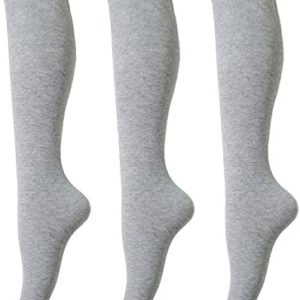 Tom & Mary Women’s Knee High Socks, Combed Cotton (86%), Non-Slip, Stretch, Adjusted Calf, Soft, Non See Through (Size 5-9)