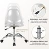 Giantex Clear Desk Chair, Acrylic Armless Office Rolling Chair, Height Adjustable Leisure Ghost Chair w/Chromed Base, Modern Cute Vanity Chair, Swivel Computer Chair for Home Office (1) - Image 5