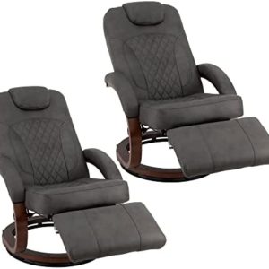 RecPro Nash 28" RV Euro Chair Recliner | Modern Design | RV Furniture | Swivel Base | Recliner Chair (2 Chairs, Gunmetal)