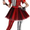 Matiniy 3 Pcs Female Jester Costume Red White Clown Costume Set Halloween Kids Wicked Jester Dress for Mardi Gras Party Carnival Party Cosplay - Image 4