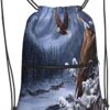 Drawstring Backpack Bag Eagle Bald Stand Snow Branch School String Yoga Gym Bag - Image 3