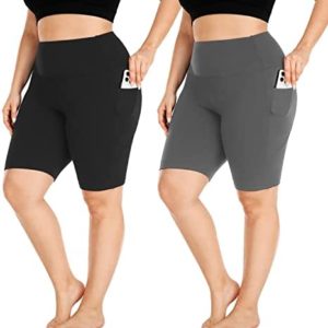 FULLSOFT Plus Size Biker Shorts for Women-High Waist X-Large-4X Tummy Control Womens Shorts with Pockets Leggings