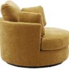 GoDoco 42" W Swivel Accent Barrel Chair Wide Chair Body with 3 Pillows for Living Room or Bedroom Hotel Lounge Club Round Chair Modern Sofa (Mustard-42) - Image 4