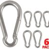 6 Pack of 2 1/4 Inches Stainless Steel Safety Spring Snap Hook Carabiner, Multi-Purpose Heavy Duty Stainless Steel Carabiner Clips for Keys Swing Set Camping Fishing Hiking Traveling - Image 2