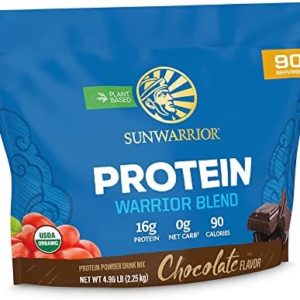 Sunwarrior Vegan Protein Powder with BCAA | Organic Hemp Seed Protein Gluten Free Non-GMO Dairy Free Soy Sugar Free Low Carb Plant Based Protein Powder | Chocolate 90SRV 4.96LBS Warrior Blend