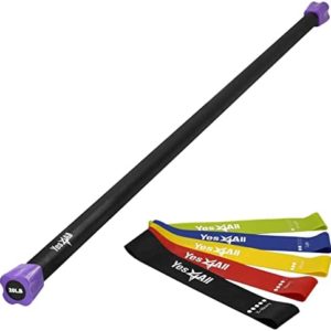 Yes4All Weighted Workout Bar, Resistance Band Bar, Weighted Bar Racks, Single/Combo