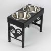Elevated Dog Bowls Raised Steel Pawprint Feeder Stand Large Breed 16 Inch Tall Double Three Quart - Image 2