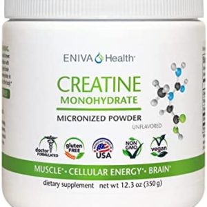 Eniva Health Creatine Monohydrate Powder, Amino Acid, Micronized Powder, 70 Servings 5 G 12.3 oz, Muscle Support, Muscle Growth, Cellular Energy, Cognitive Focus, Ultra-Pure, Pharmaceutical Grade
