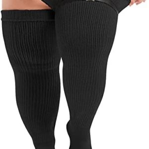Zando Womens Plus Size Thigh High Socks Over Knee Thick Socks Extra Long Leg Warmers Chunky Knit Thigh High Stockings